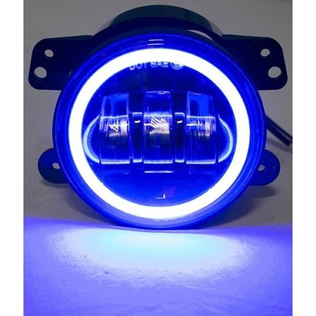 RACE SPORT 07-17 Jeep 4In 30W/1440Lm Led Cree Fog Light Kit W/ Blue Led Halo Pr RS-4FHALOB